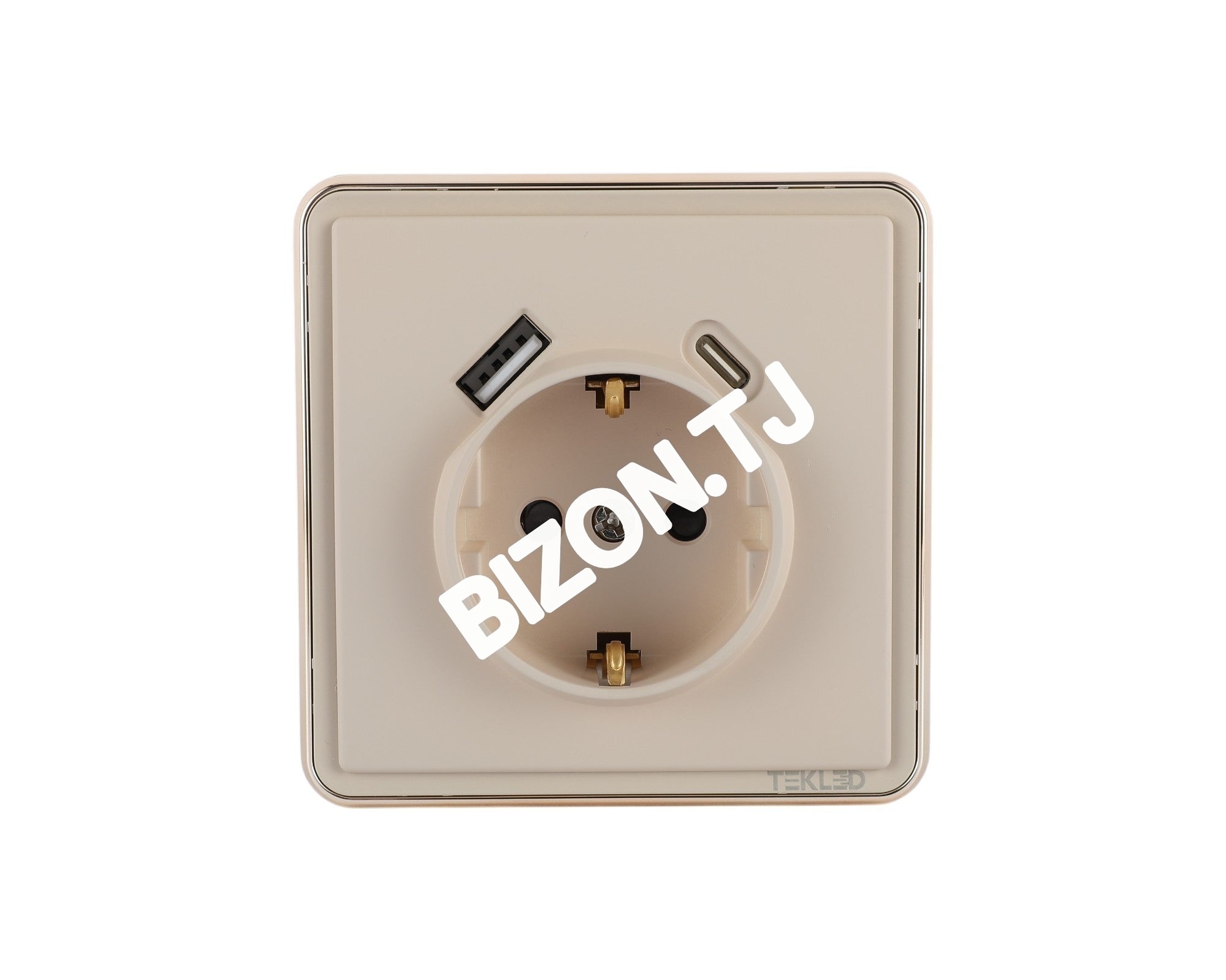 Розетка 1-я с / з+USB (Тип A+C), с / у, Золото, серия SAKURA, 100 / 10, 282-03406 25