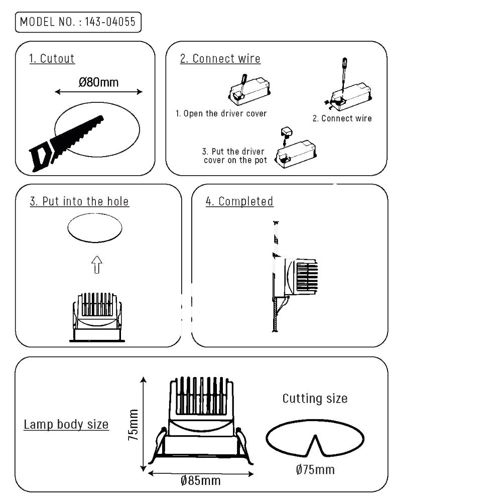 Светильник LED Spotlight даунлайт 10 Вт 3000 К IP20 белый, 143-04050 48