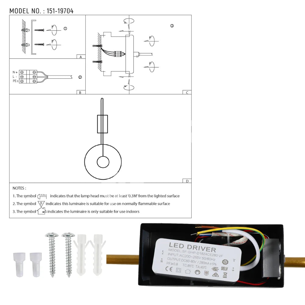 Бра Dual Radiance Orbital настенный светильник черный золотой 3Color, 151-19807 8