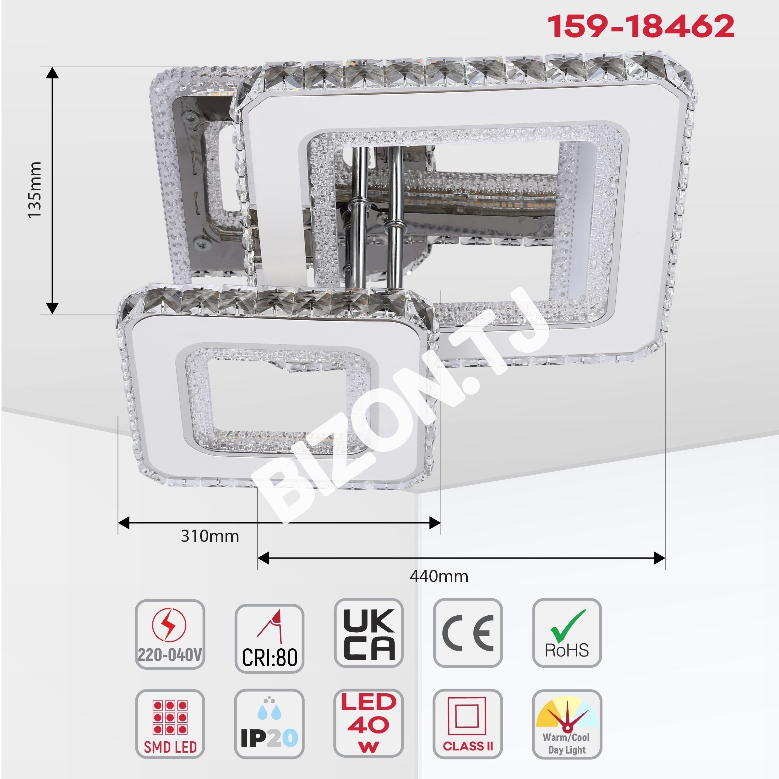 Люстра LED BS0717 63 Вт хром 3CCT, 159-18458 18