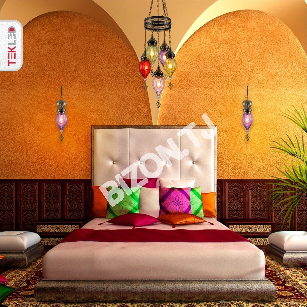 Розовый стекло антик бронзовый металл Body Moroccan Style настенный светильник с E27 Fitting, 151-194584 15