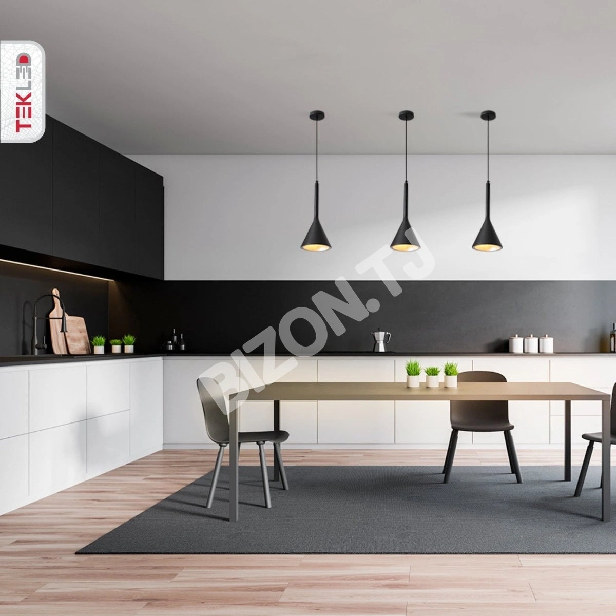 Черный Funnel Nordic современный металл потолочный подвесной светильник с E27 Fitting, 150-18394 9
