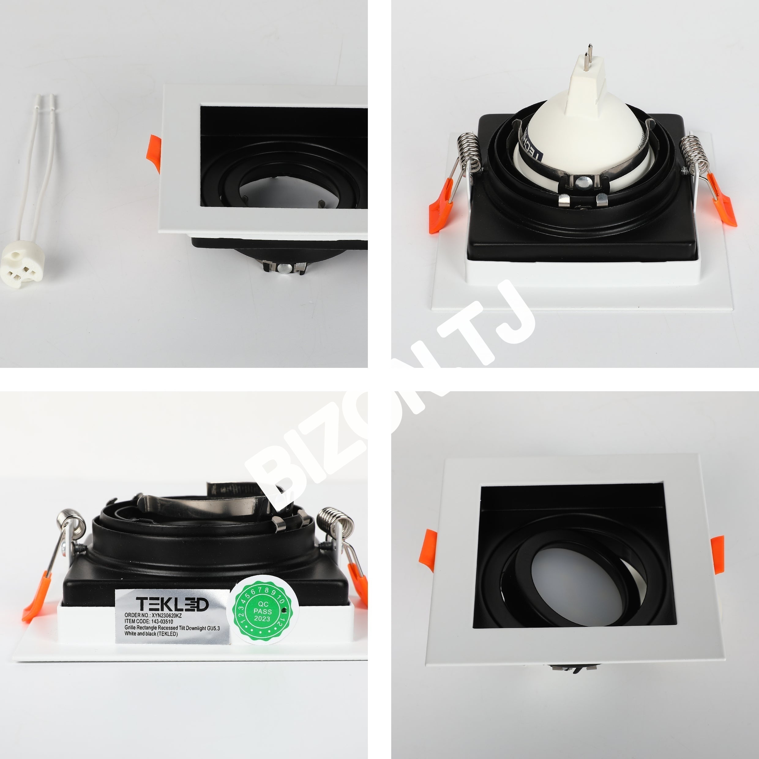 Светильник Grille Rectangle Recessed Tilt даунлайт GU5.3 белый and черный 2 way, 143-03514 29