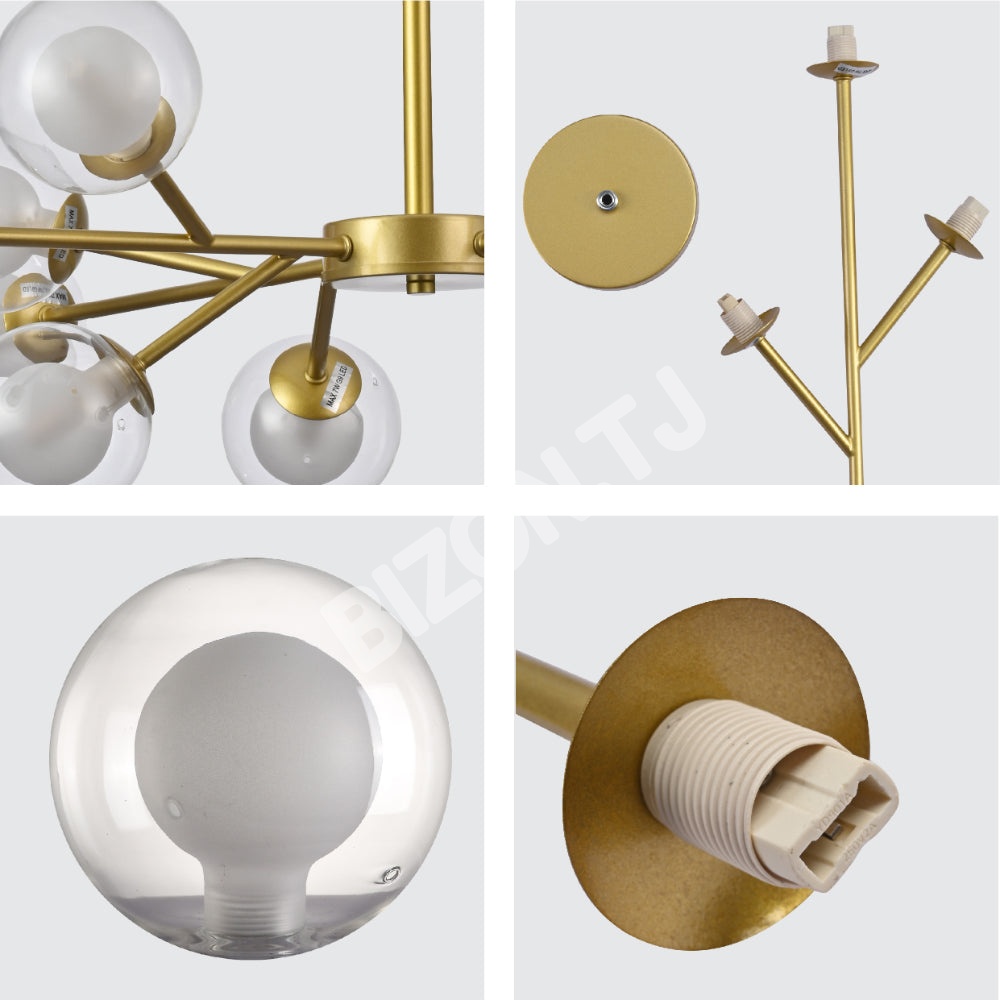 Светильник современный золотой потолочный светильник с DOUBLE LAYERED GLOBES 9 GLOBE, 158-19708 11
