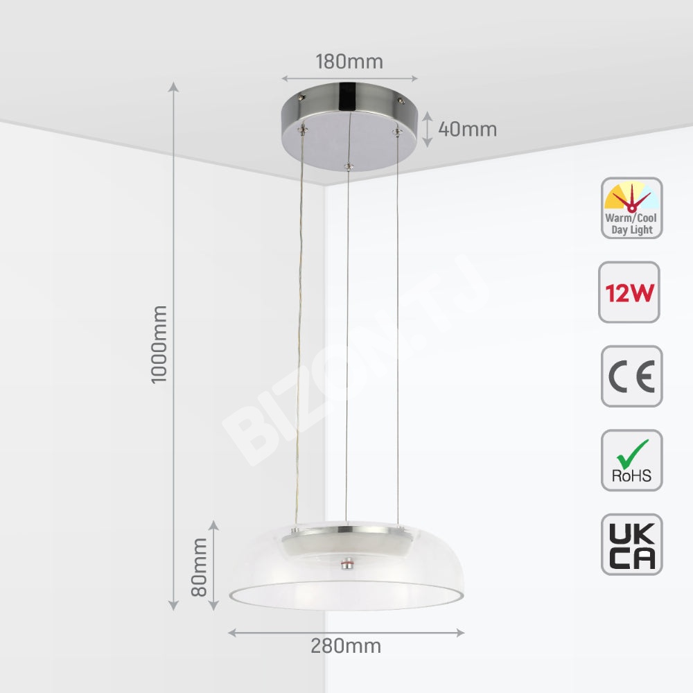Люстра F024PL 6 Вт хром D280 CCT Changeble, 159-18137 5