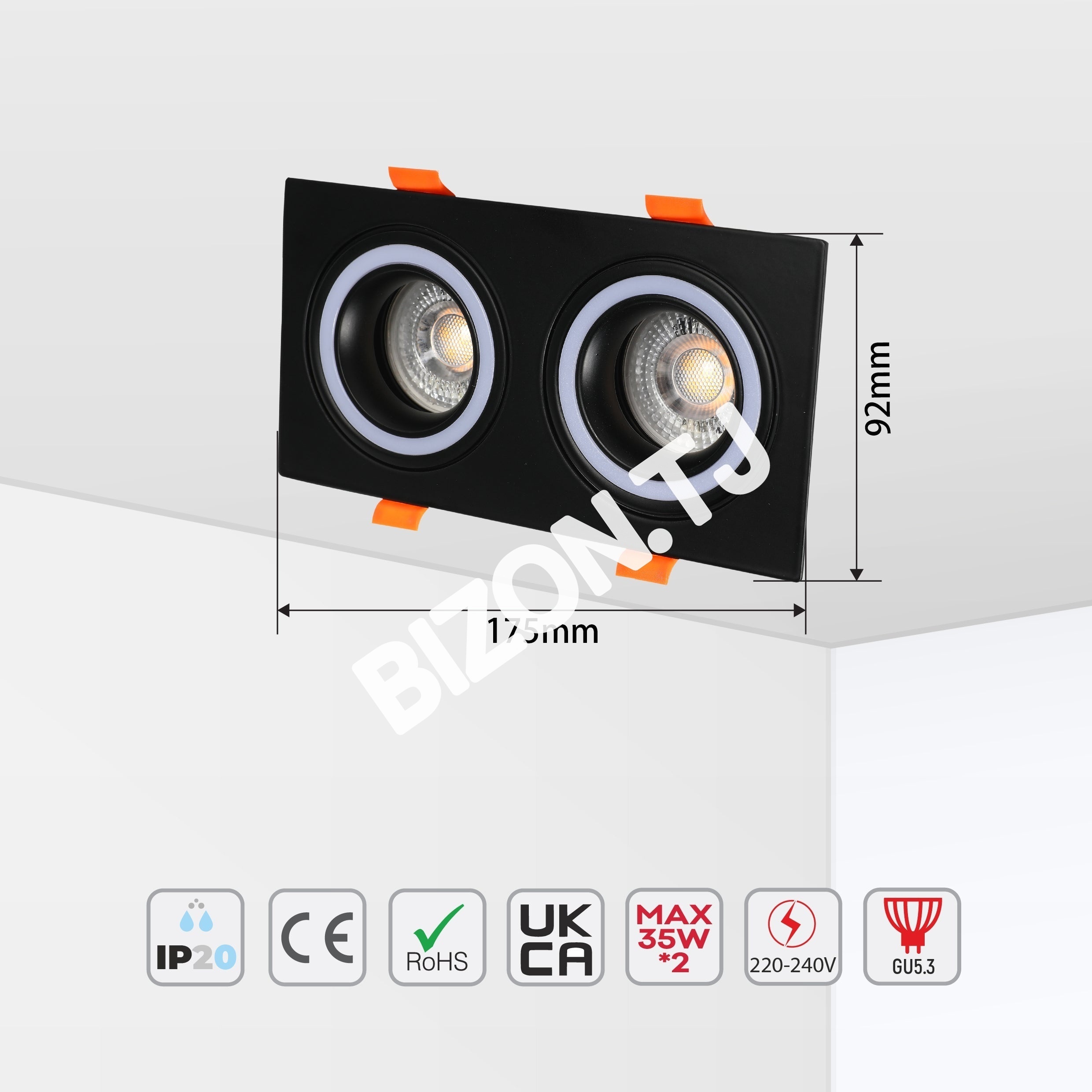 Светильник Low UGR Fixed Aluminium даунлайт IP20 GU5.3 way черный квадратный, 143-03478 17