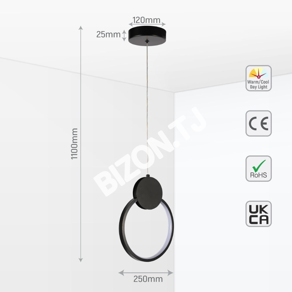LED TIBIA 29-01 13 Вт Ring черный D200 CCT Changeble, 159-18133 2