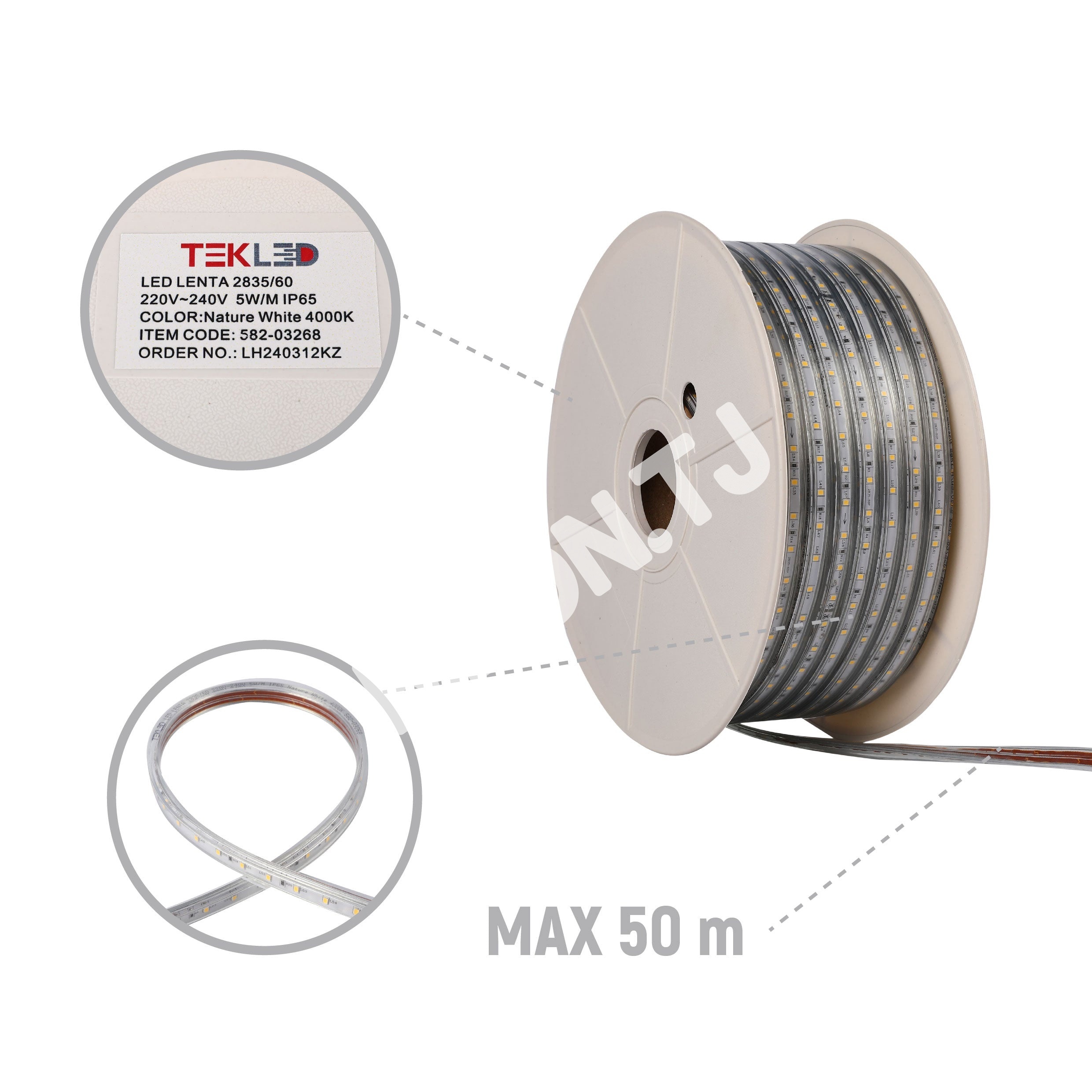 LED lentа 2835 / 60L 220 В оранжевый 7 Вт / M IP6550 м, 582-03271 26