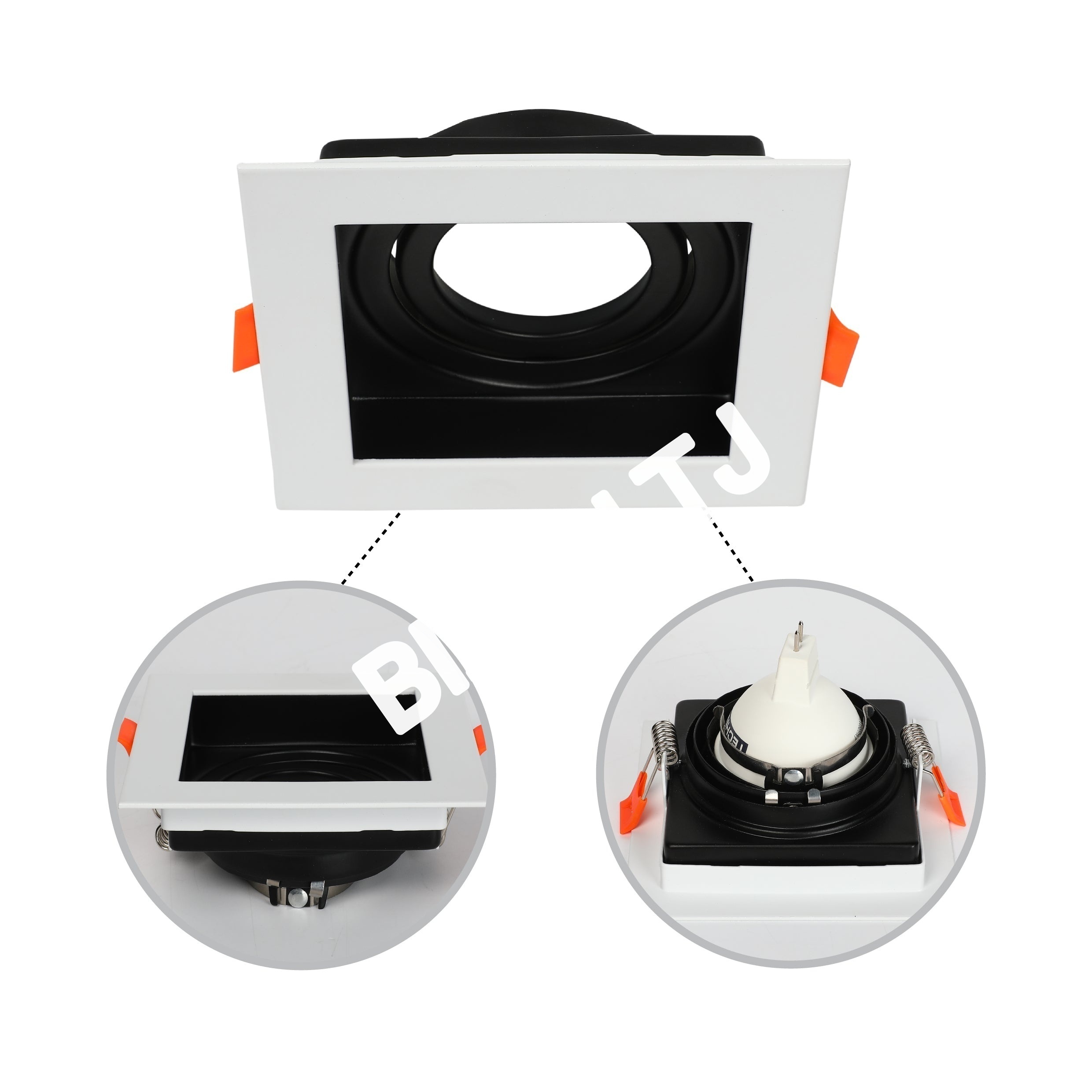 Светильник Grille Rectangle Recessed Tilt даунлайт GU5.3 белый and черный 2 way, 143-03514 28