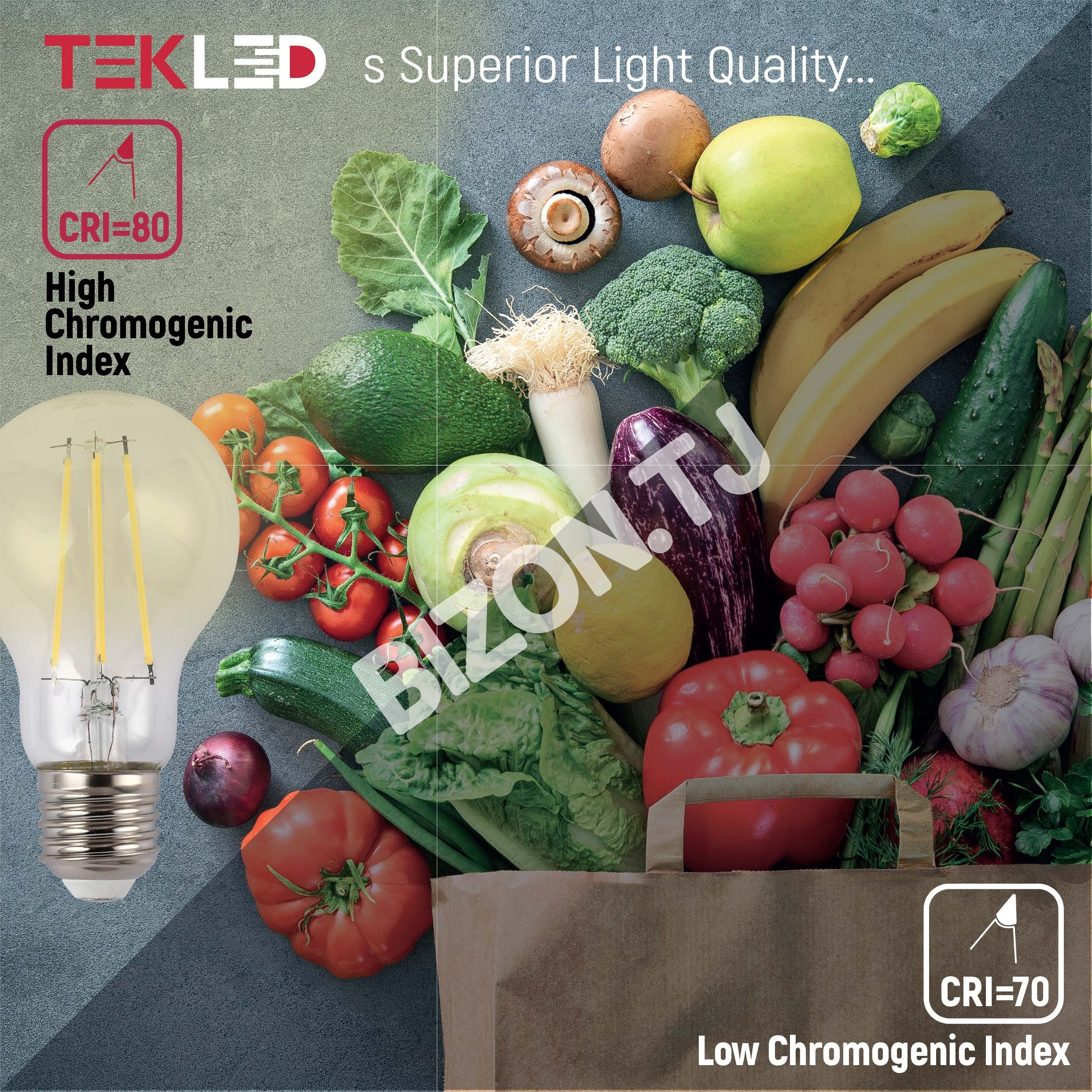 LampLED A60 6, 5 Вт E27 CLEAR 806 лм 4000 К 85-265VTEKL, 527-03028 5