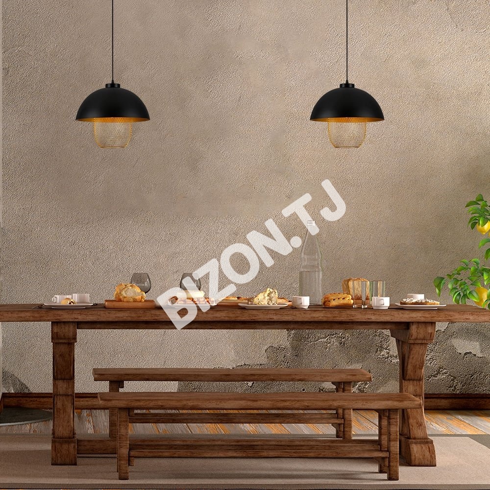 Светильник Matte золотой Caged Shade с черный Dome Top Pendat потолочный светильник D290 с E27 Fitting, 150-18304 8