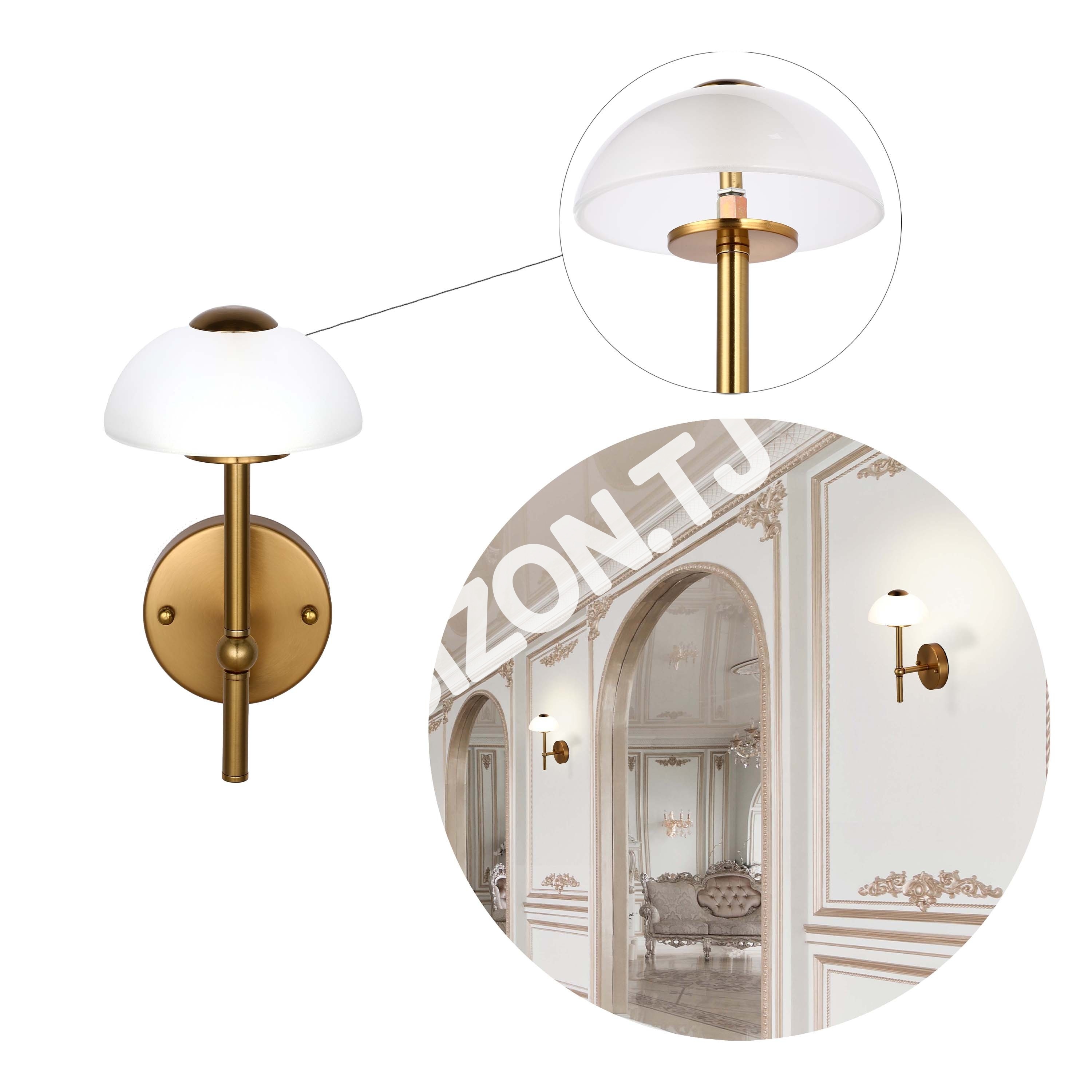 Бронзовый LED настенный светильник 6565-A Amber стекло 5 Вт 3CCT, 151-20118 16