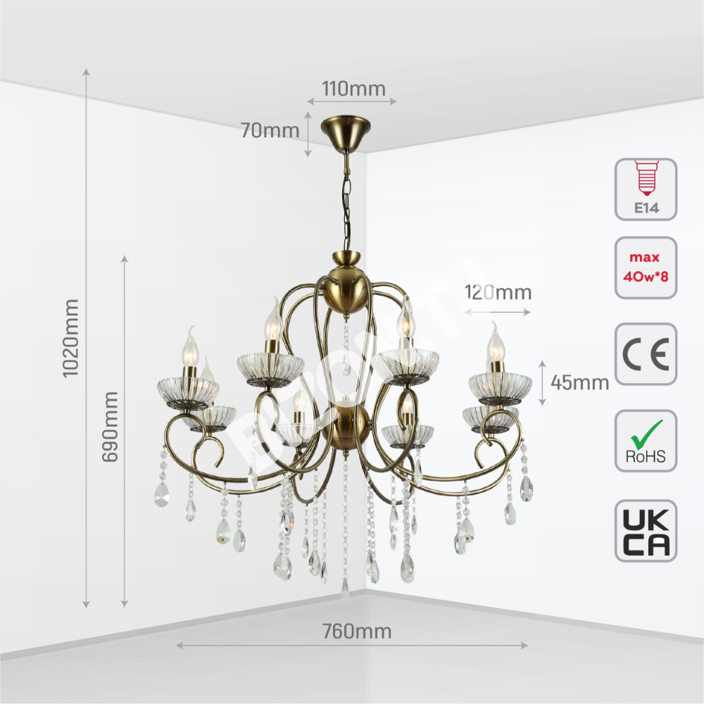 Люстра 8609-3 3xE14 IVORY, 159-17968 22