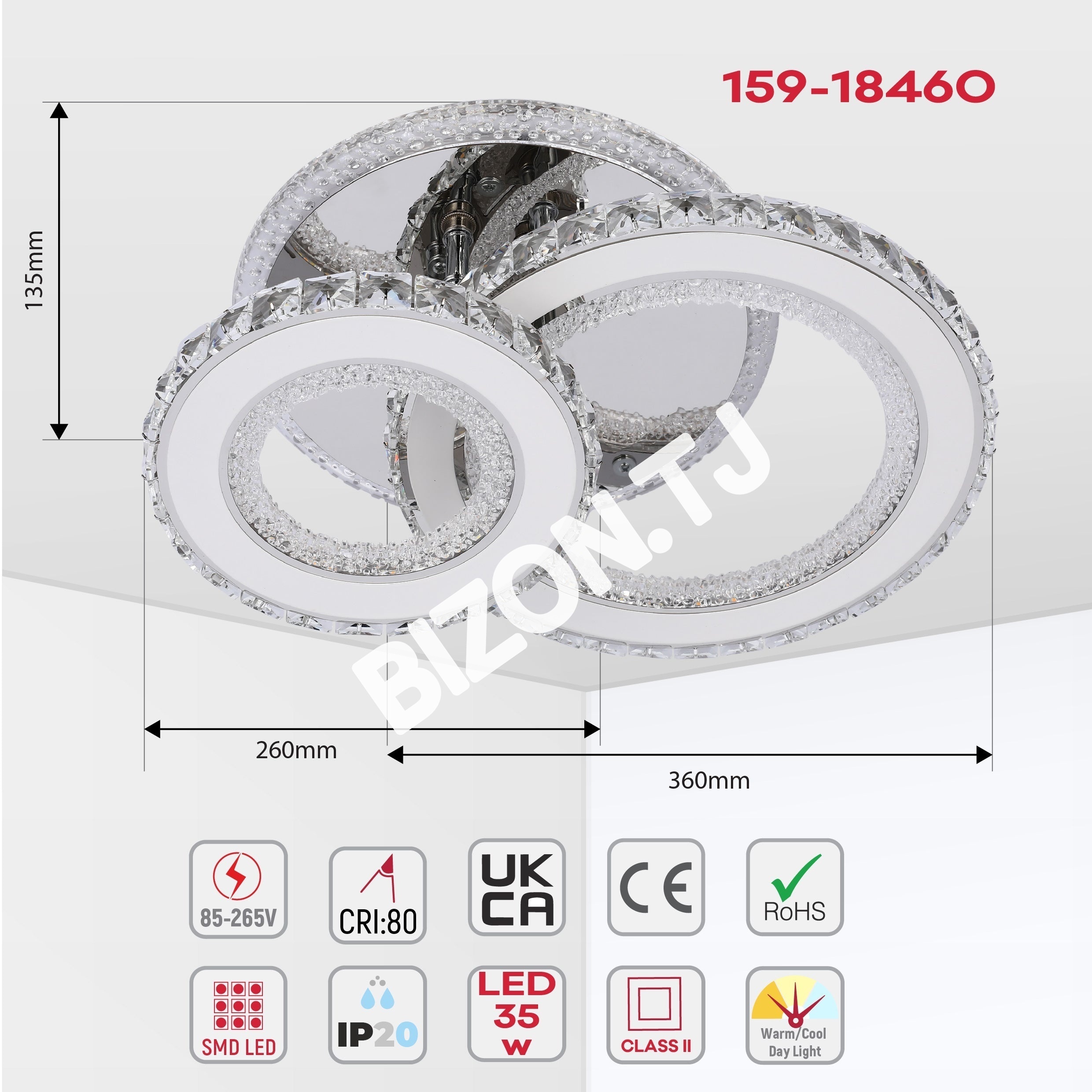 Люстра LED BS0717 63 Вт хром 3CCT, 159-18458 17