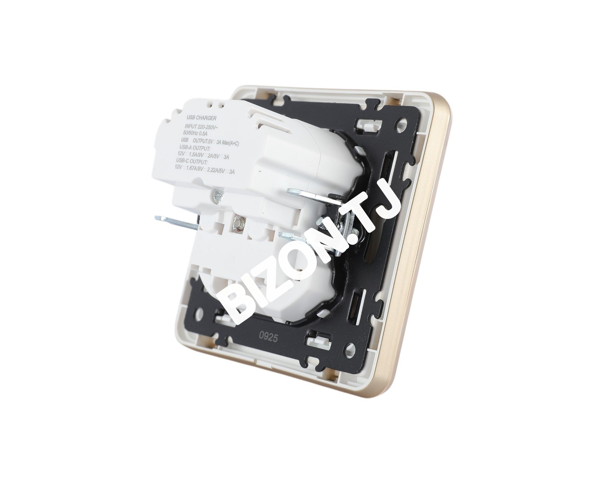 Розетка 1-я с / з+USB (Тип A+C), с / у, Золото, серия SAKURA, 100 / 10, 282-03406 13