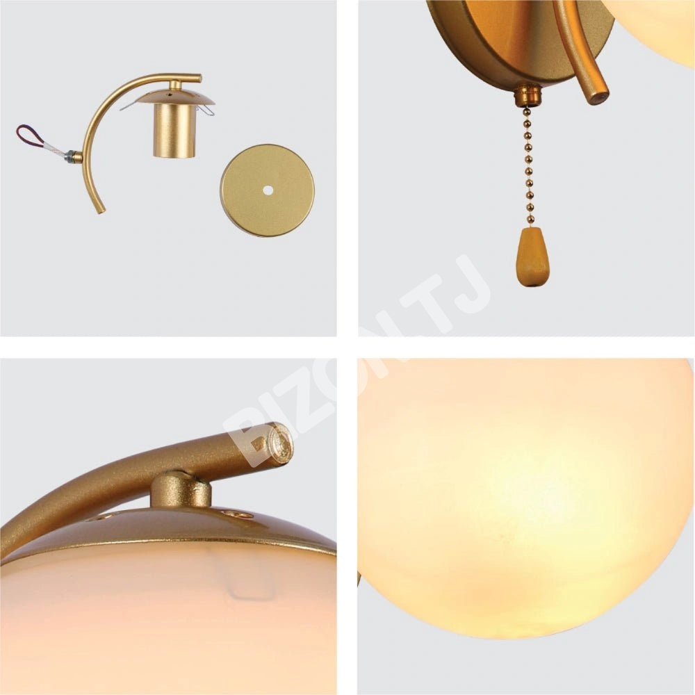 Выключатель Бра опал Globe стекло золотой металл Arc Body Vintage Retro настенный светильник с Pull Down Switch E27 Fitting, 151-19786 4