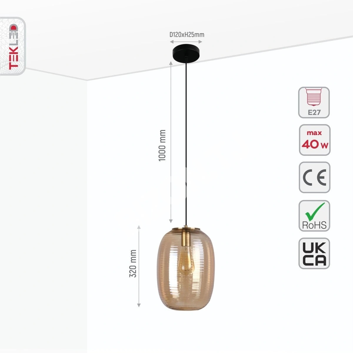 Люстра HIVE AMBER 40 Вт 1xE27 250×300, 159-17344 4