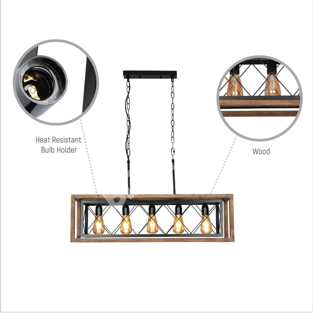 Черный металл Cage Old дерево Cuboid Kitchen Island Ch, 159-17860 5