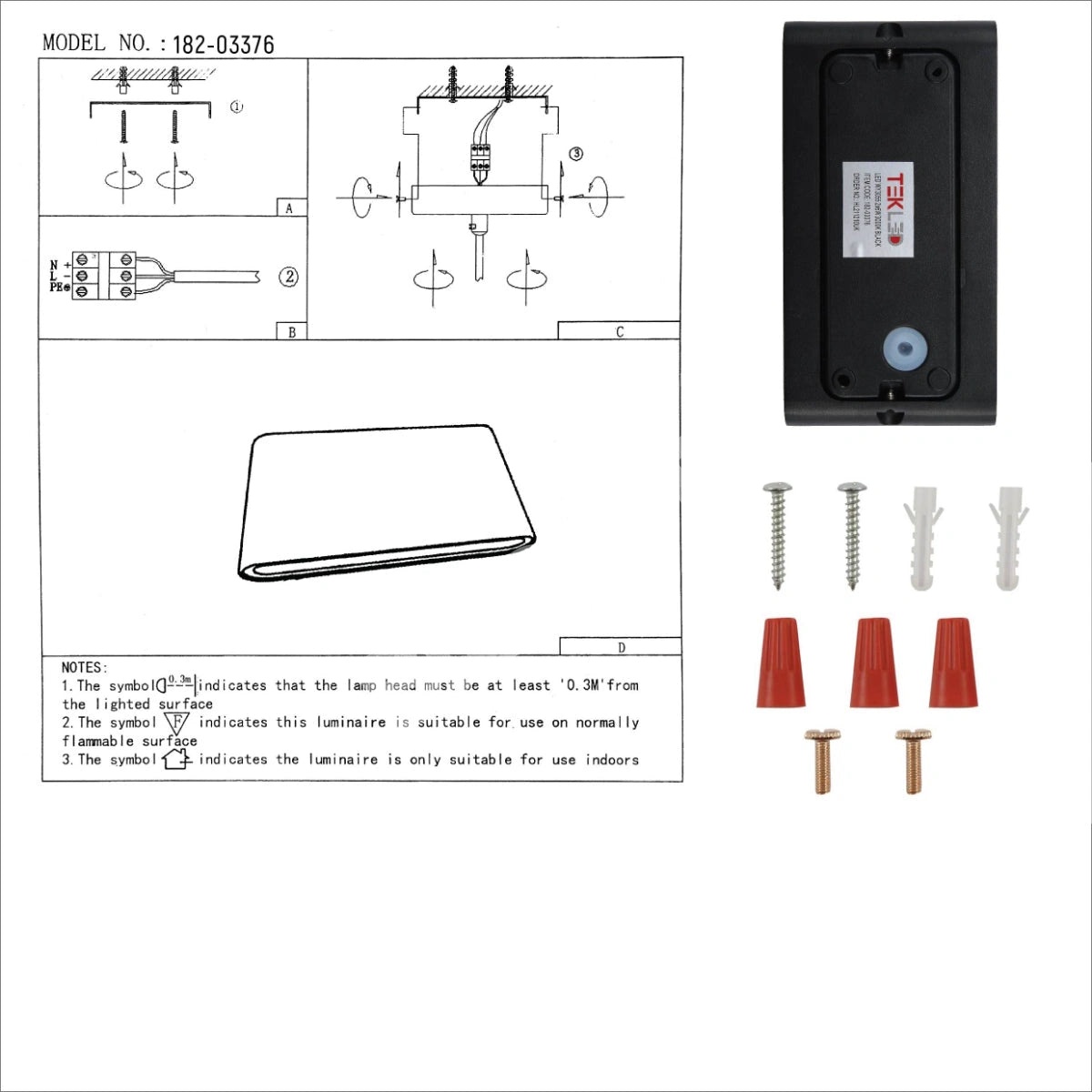 Черный Slim Cuboid Up Down уличный современный LED настенный, 182-03376 9