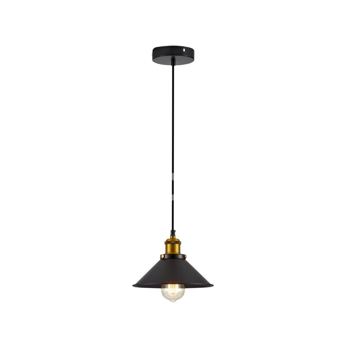 Черный металл Medium Funnel металл потолочный подвесной светильник с E27 Fitting, 150-18360