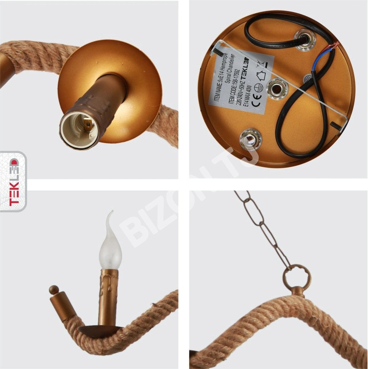 Люстра Hemp Rope Spiral Island потолочный Chandelier светильник с 5xE14, 158-17592 4