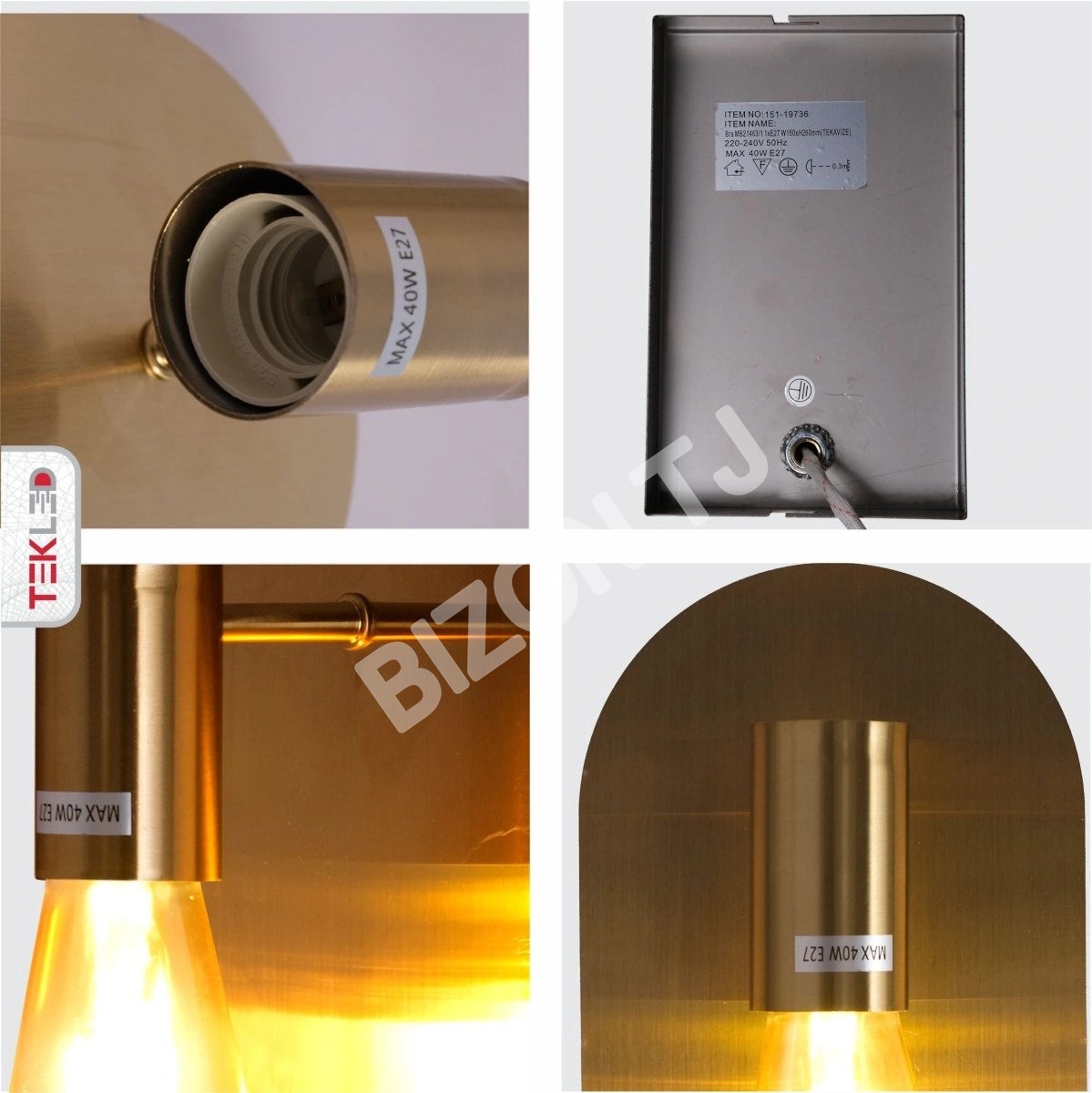 Бра золотой металл настенный светильник с E27 Fitting, 151-19736 4