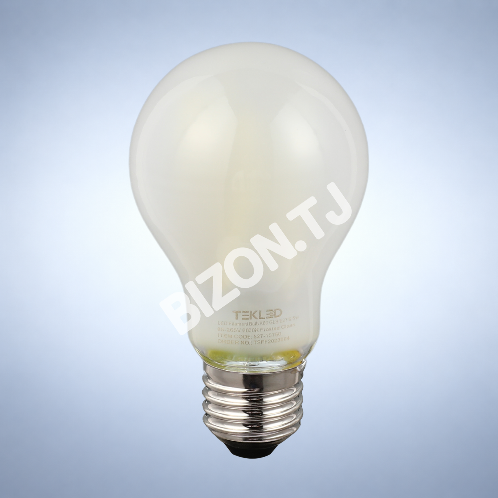 Лампа LED Filament Bulb A60 GLS E27 6.5 Вт 85-265 В 6000 К F, 527-15750 2