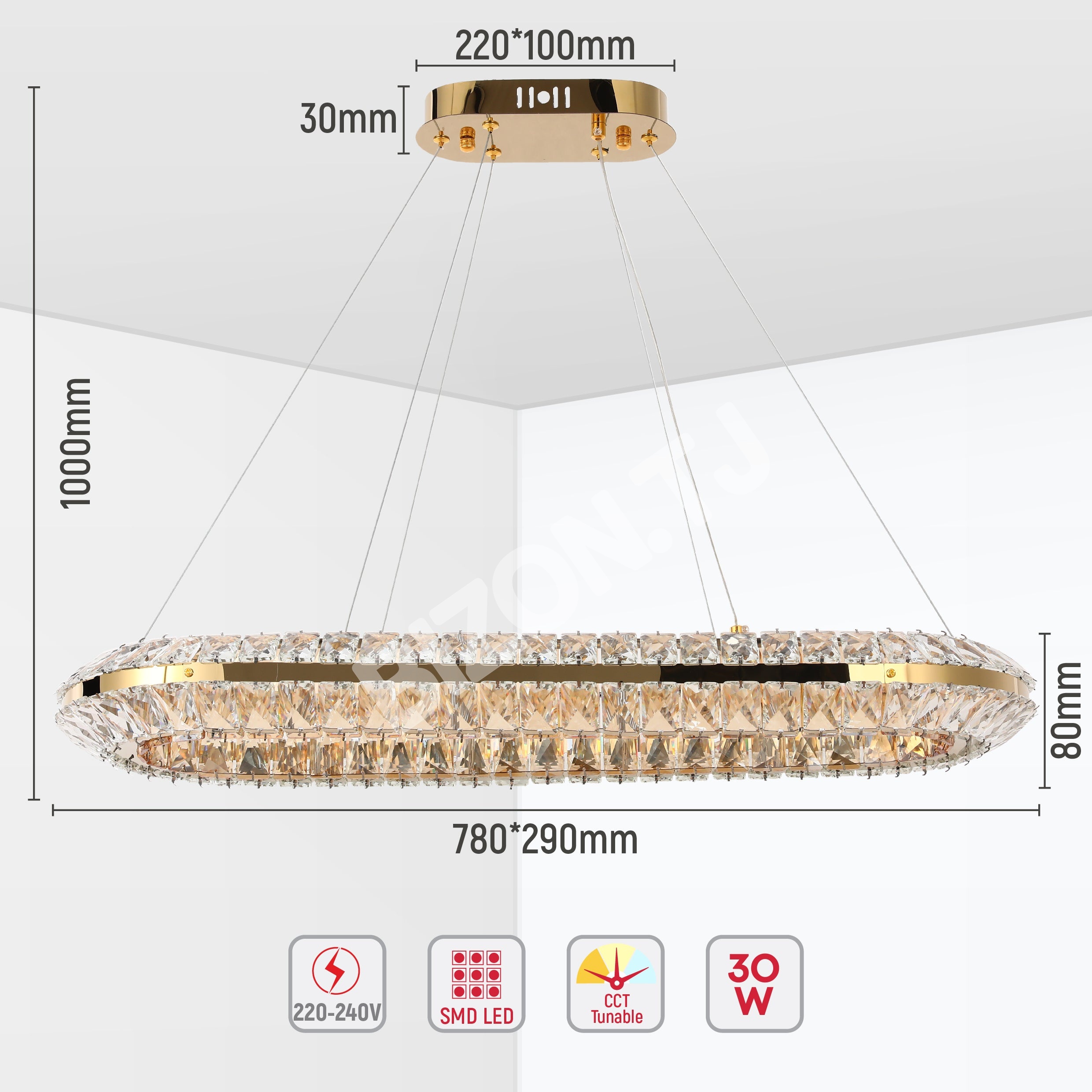 Люстра Crystal золотой CB242 600xW400мм 3 Colour (с, 159-18340 11