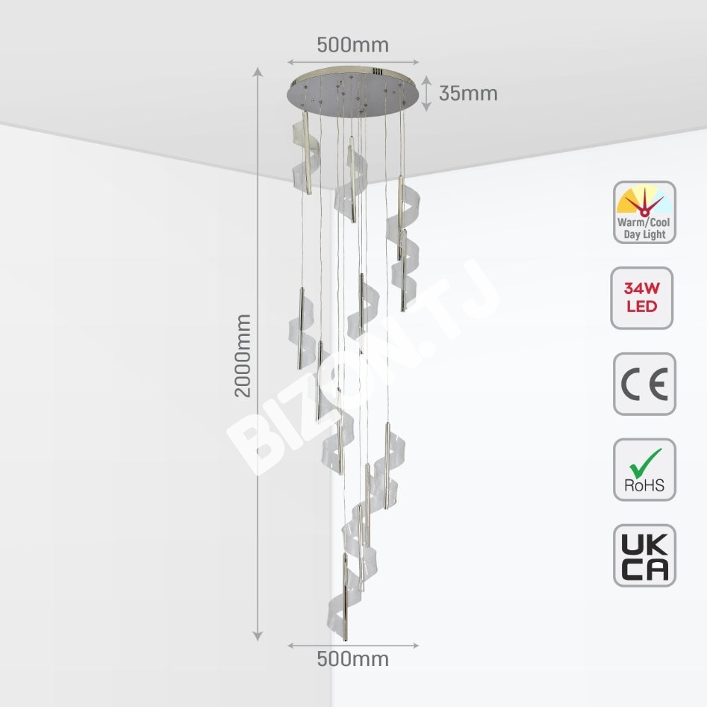 Люстра LED PA0043 60Wx12 хром D500xH1200 CCT Changeble, 159-18136 5