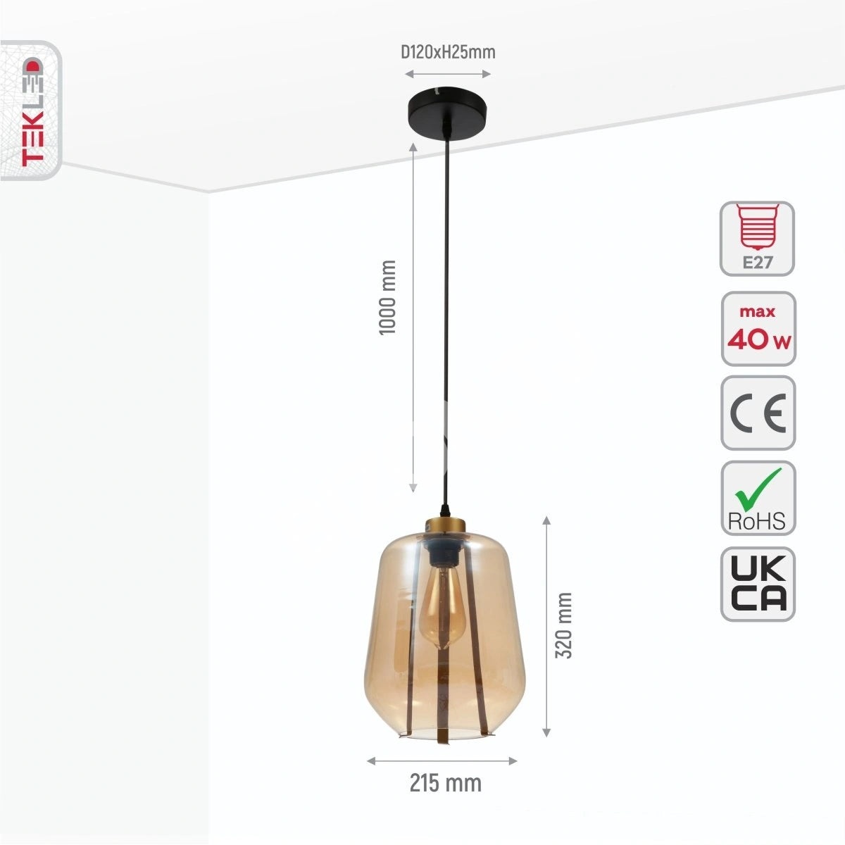 Люстра LANTERNA SMOKE 40 Вт 1xE27 220×3001, 159-17350 3