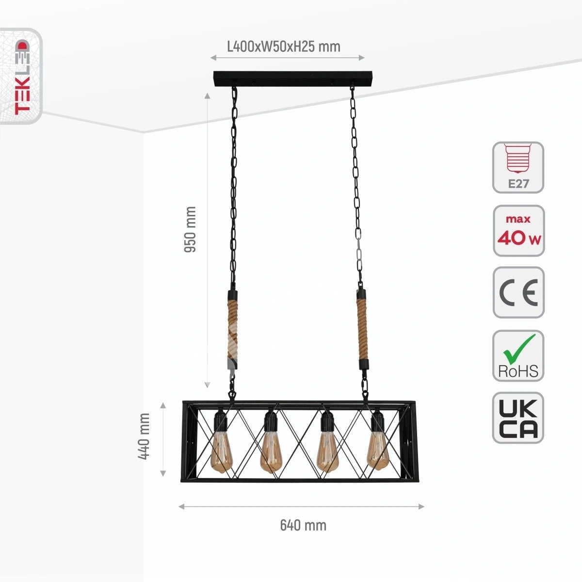 Светильник черный Cuboid металл Island Chandelier потолочный светильник с 4xE27, 158-17870 2