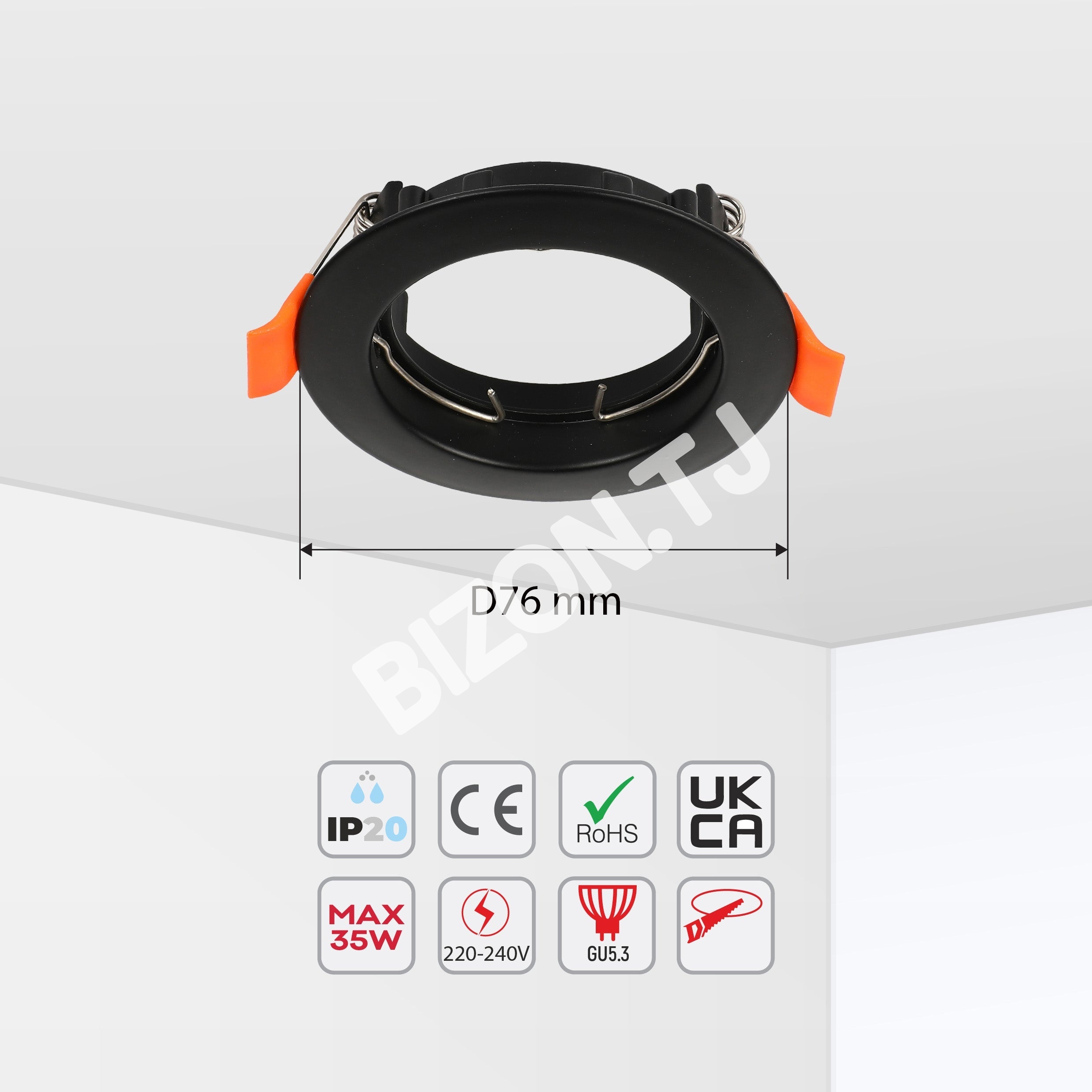 Светильник Fixed Aluminium даунлайт GU5.3 черный IP20, 143-03518 5