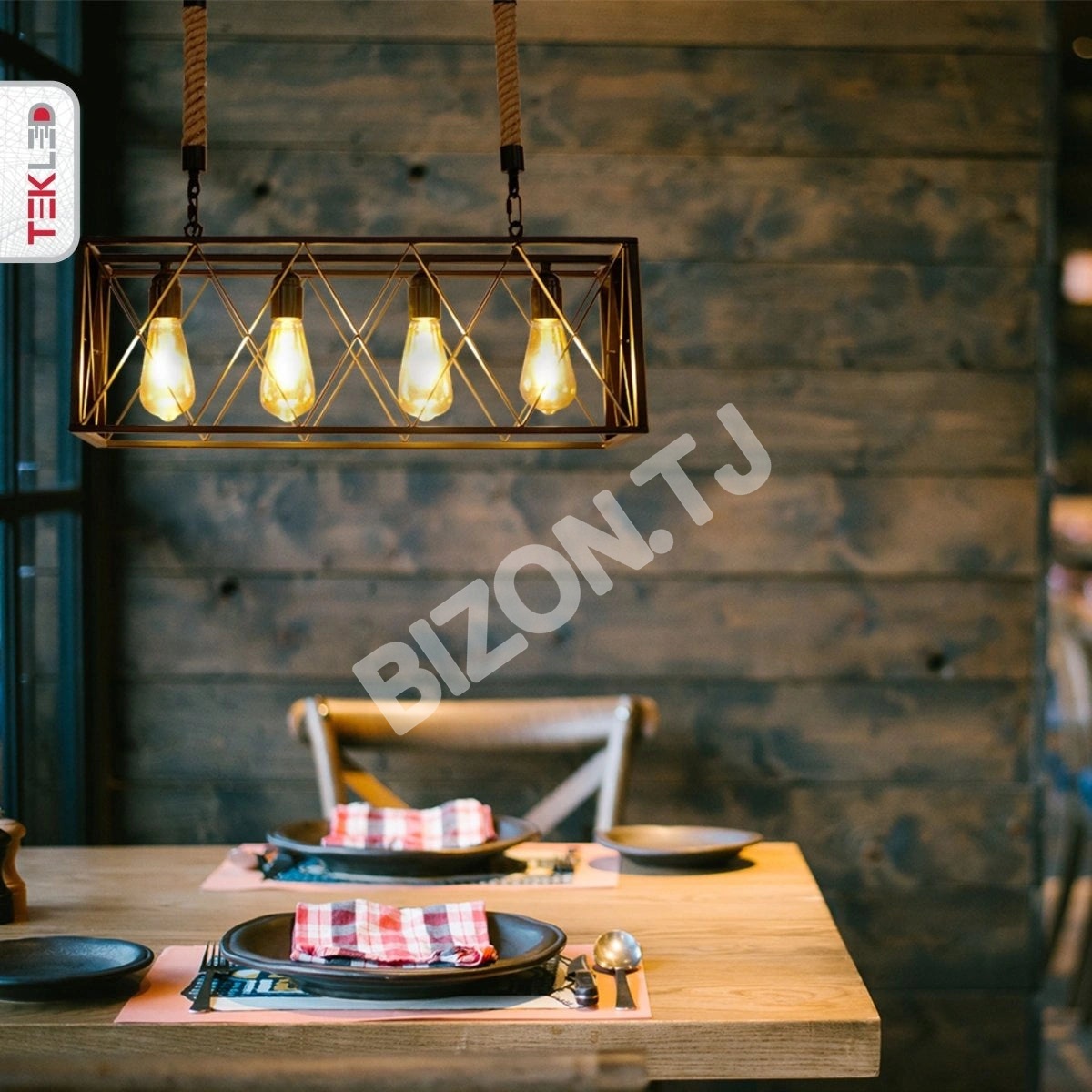 Светильник черный Cuboid металл Island Chandelier потолочный светильник с 4xE27, 158-17870 5