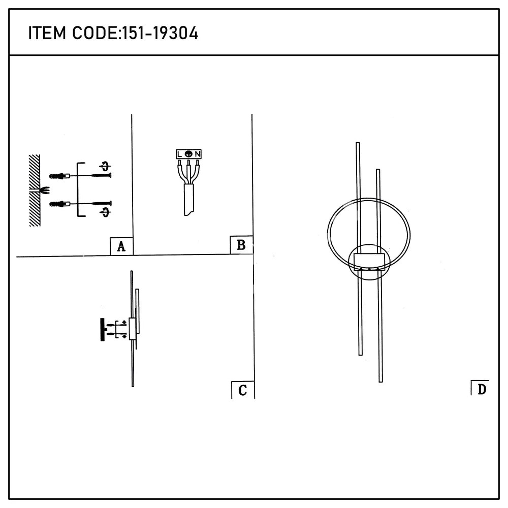 Бра LED 1491 9 Вт черный 3CCT, 151-19304 7