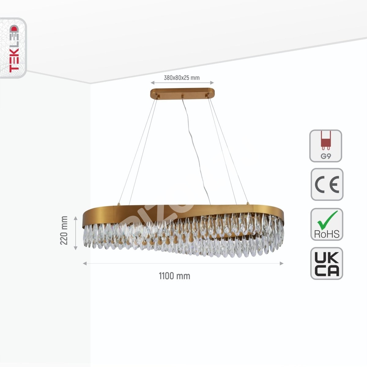 Светильник Faceted Long Pear Crystal золотой металл Island Chandelier потолочный светильник L1100 с 12xG9, 156-19574 8