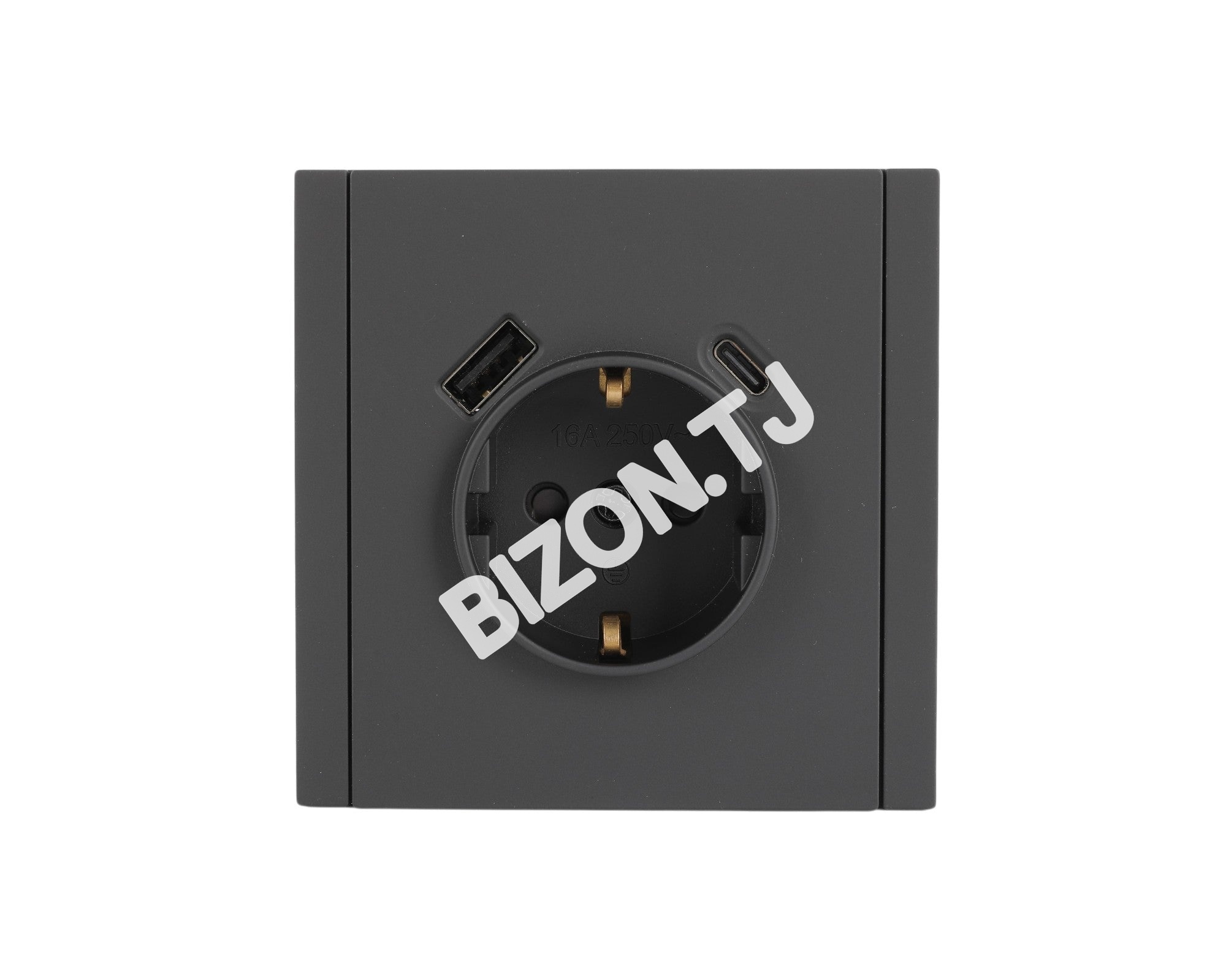 Розетка Schuko с USB+TYPE C 20Вт, с / у, Темно-серая, серия NIZMO, ELECTRIC 96 / 8, 283-03592 5