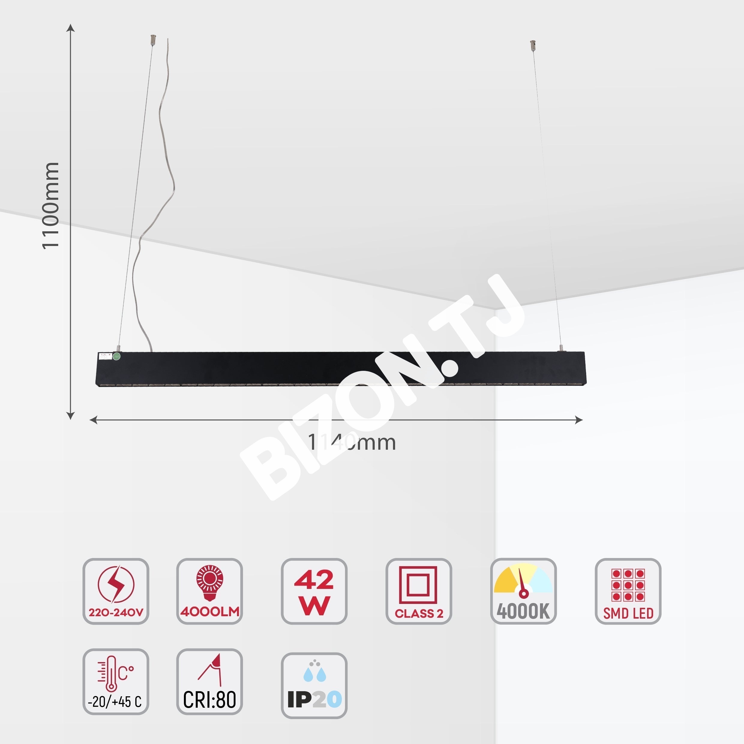Светильник подвесной LED AGENA 36W4000 К черный 119.4sm10, 114-03020 14