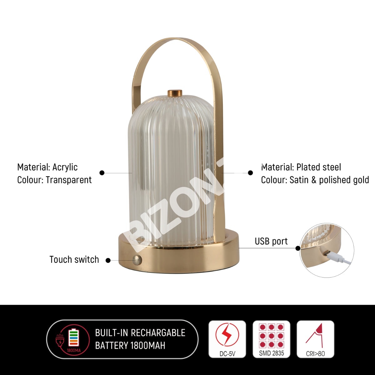 Светильник настольный LED Acrylic D120H230 хром, 130-03722 15