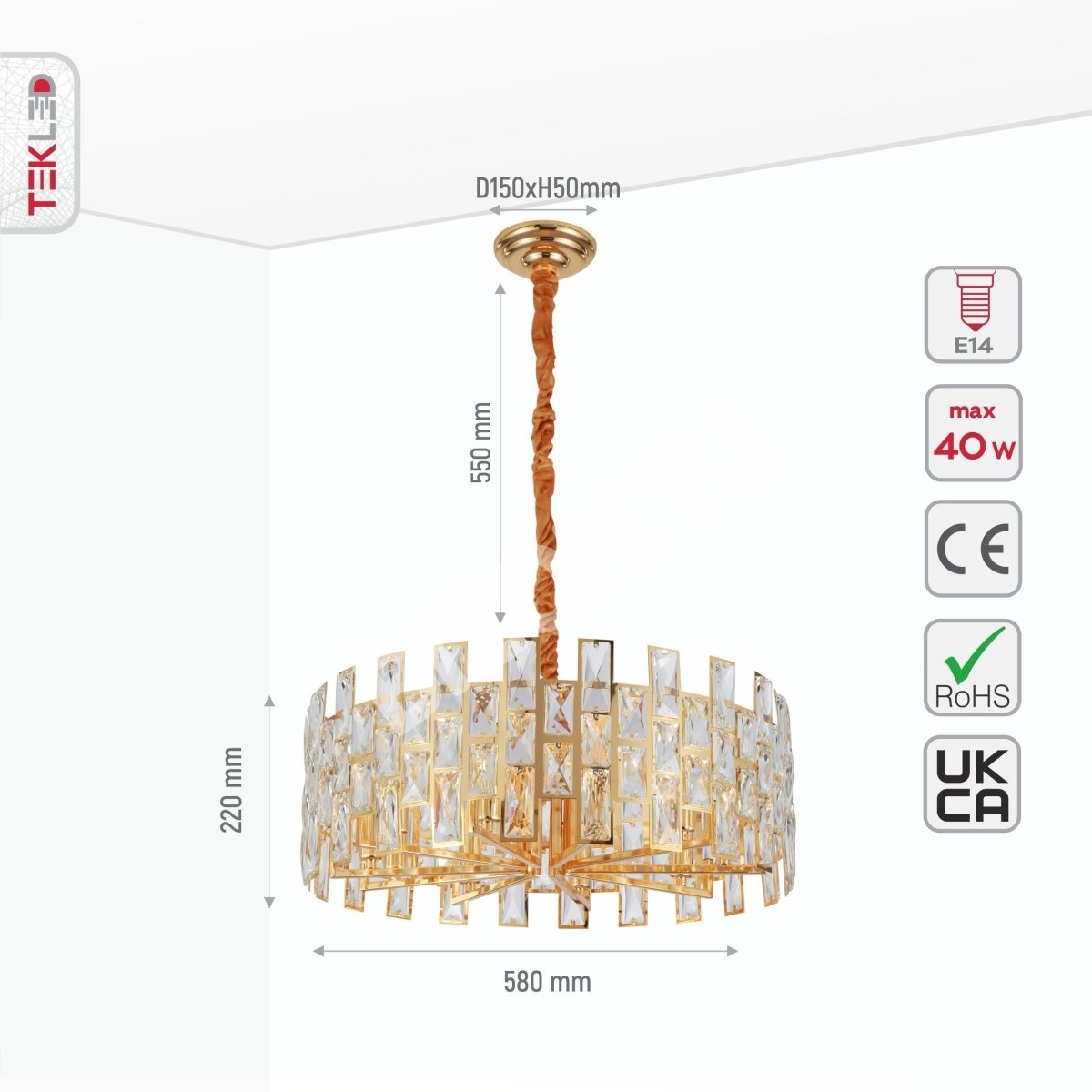 Светильник Coffin Stone золотой металл Castle Crystal Island Chandelier потолочный светильник с 8xE14 Fitting, 158-19425 3