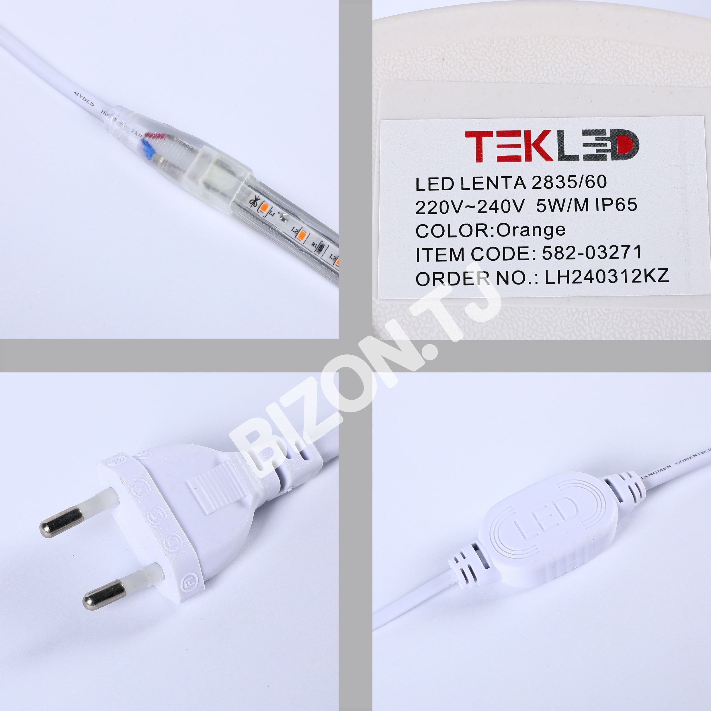 LED lentа 2835 / 60L 220 В оранжевый 7 Вт / M IP6550 м, 582-03271 6