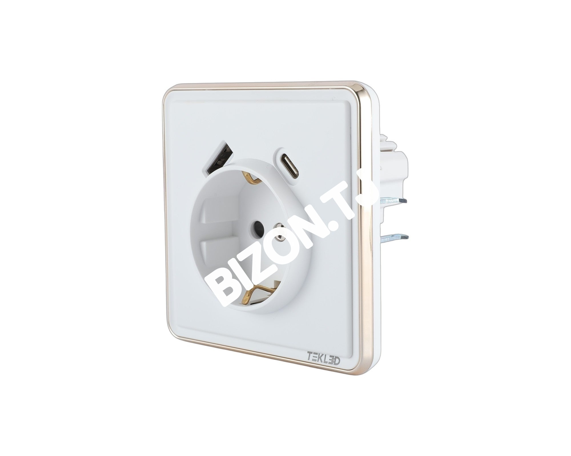 Розетка 1-я с / з+USB (Тип A+C), с / у, Золото, серия SAKURA, 100 / 10, 282-03406 2
