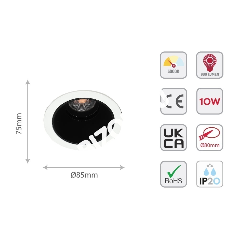 Светильник LED Spotlight даунлайт 10 Вт 3000 К IP20 белый, 143-04050 29