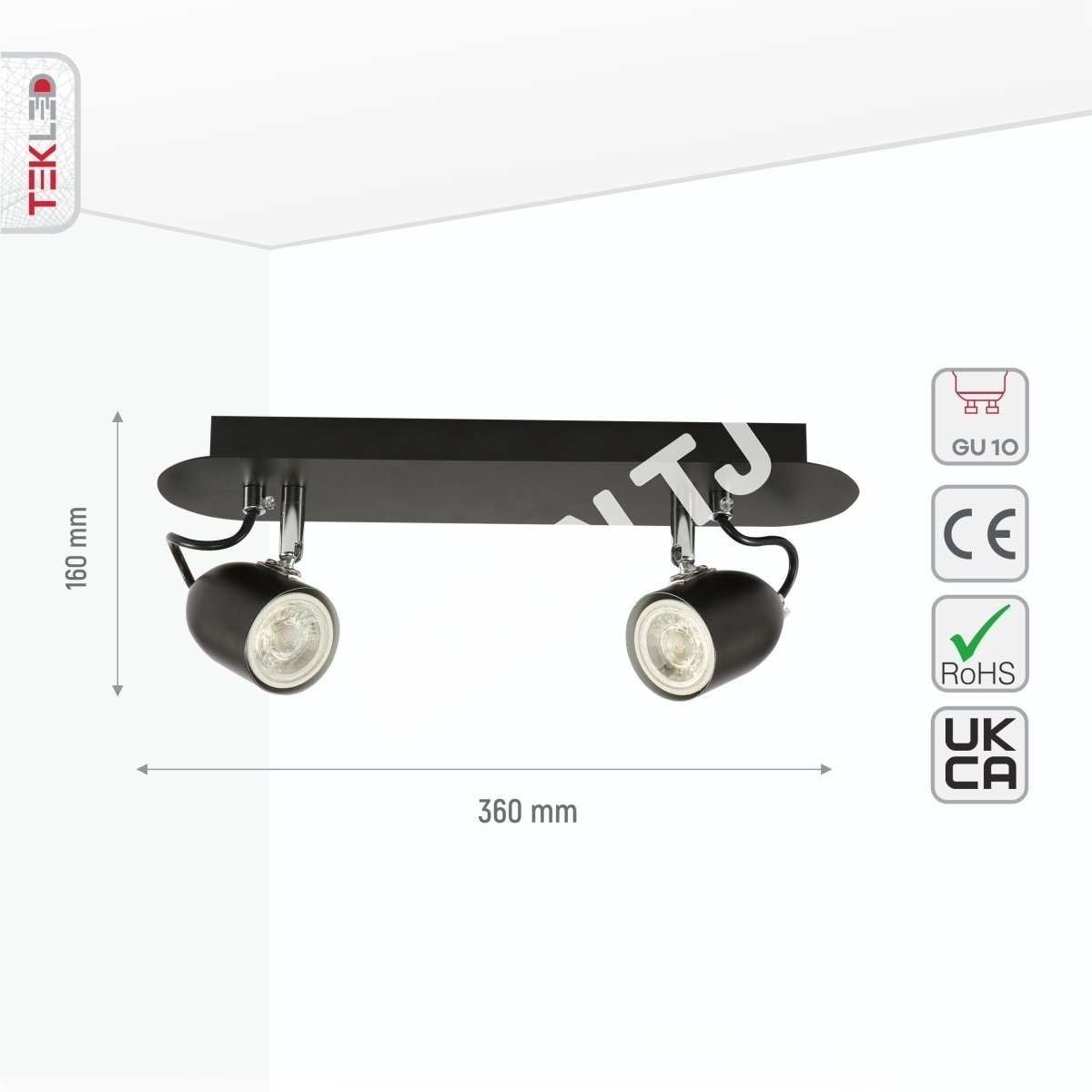 Лампа настенный лампа черный металл Adjustable Spotlight с GU10 Fitting, 151-19804 5