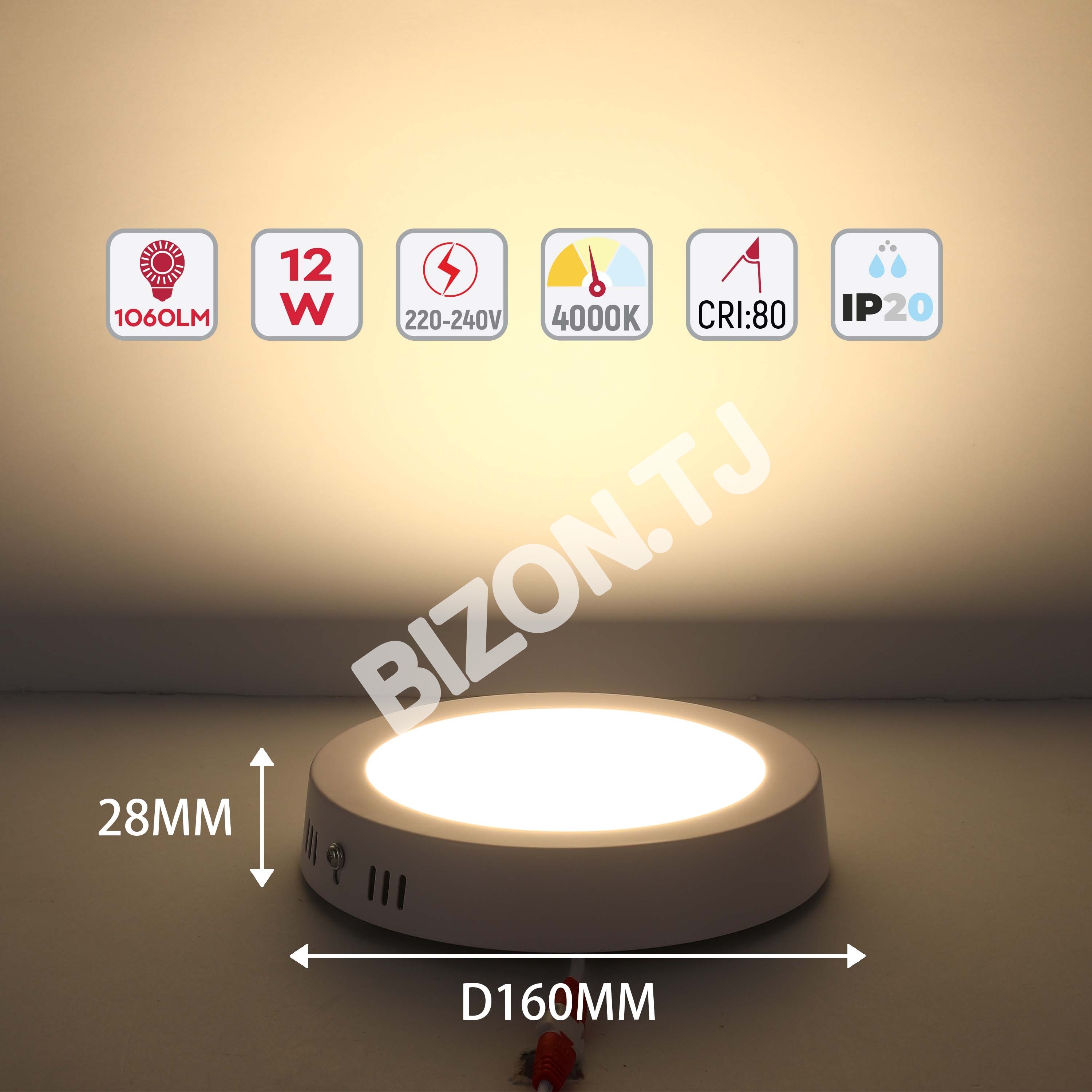 Светильник-панель PL LED круглый панель 12 Вт S / U 4000K30, 165-03951 4