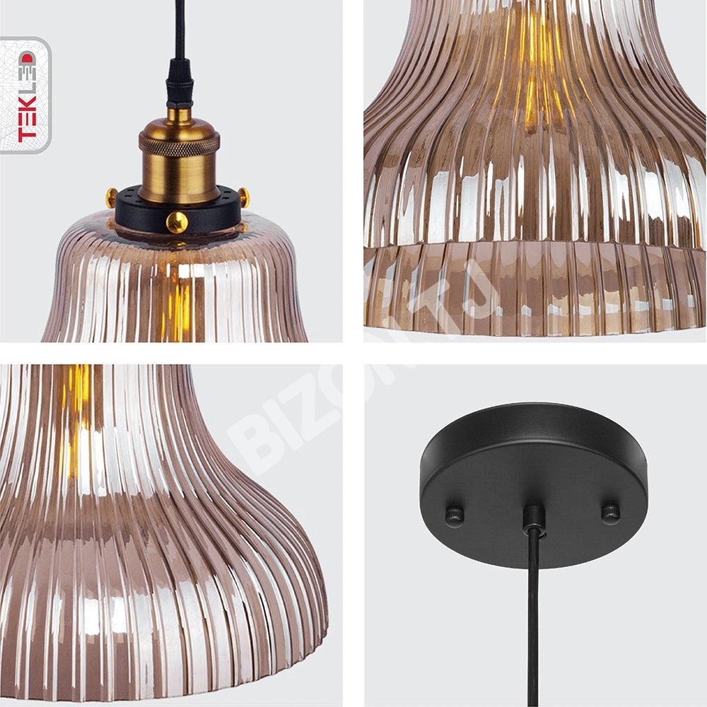 Светильник Amber стекло Funnel Striped подвесной потолочный светильник с E27, 156-19468 6
