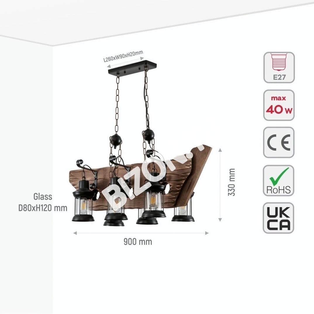 Люстра Old дерево Guitar 6 Lamps island потолочный Chandelier светильник с E27, 158-17872 19