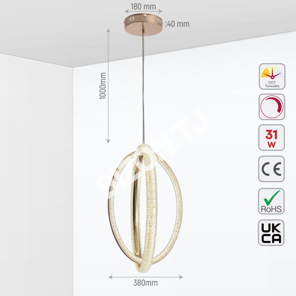 Люстра LED 40 Вт DIMM золотой 580×380×1000, 159-17960 5