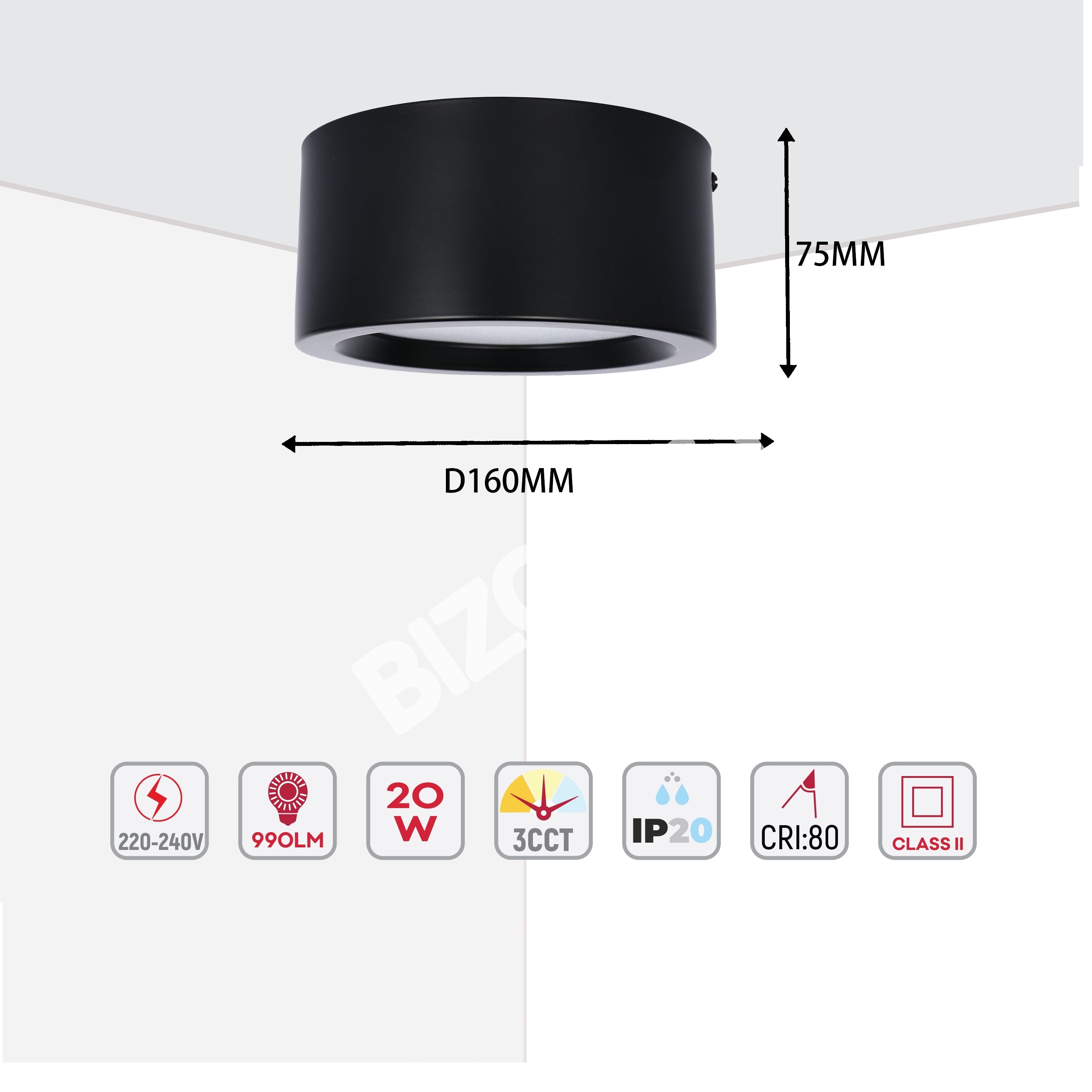 Светильник даунлайт LED MIRA 10 Вт 3CCT черный, 165-15973 29
