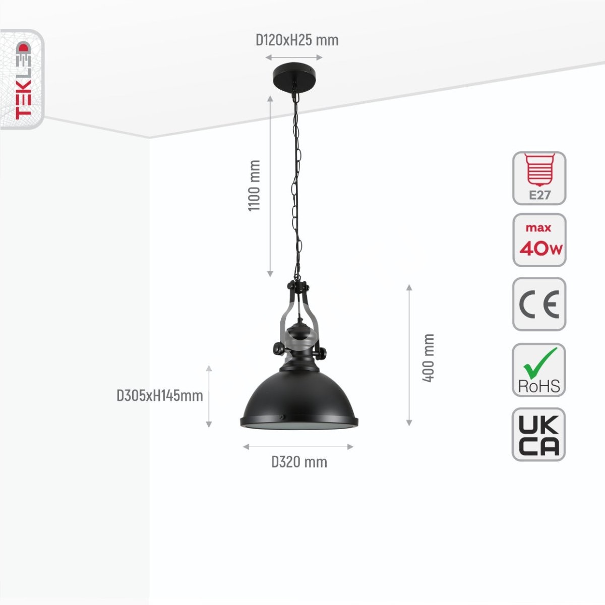 Черный Nautical Industrial Caged Dome Shade стекло металл потолочный подвесной светильник с E27 Fitting, 150-18372 2
