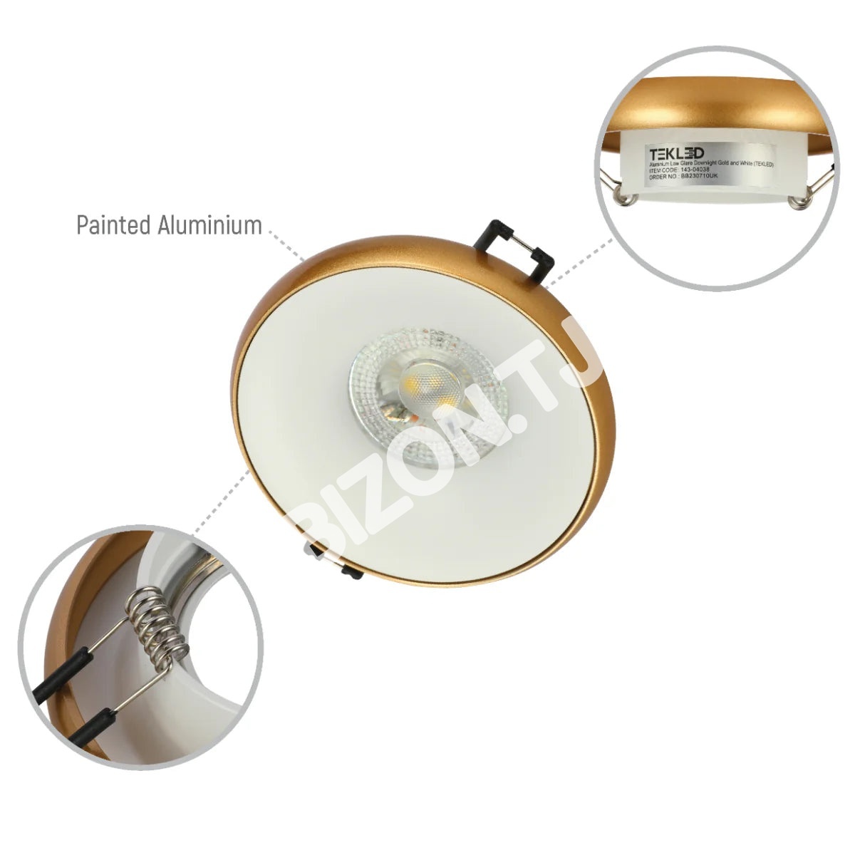 Светильник Aluminium Low Glare даунлайт золотой and белый, 143-04038 5